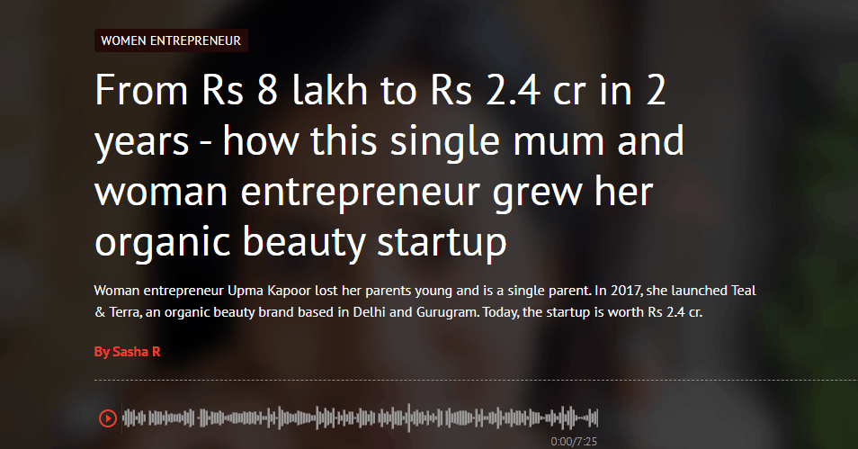 Upma Kapoor & her startup Teal & Terra set to Rs 15 cr. turnover - Your Story Coverage