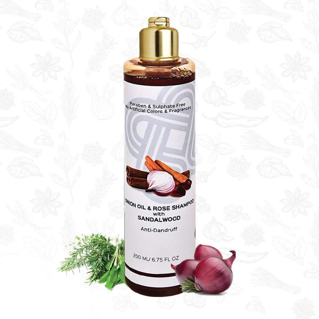 Onion Oil & Rose Shampoo with Sandalwood for Hair-fall Control, Hair Regrowth & Dandruff Control, 200ml - Teal And Terra